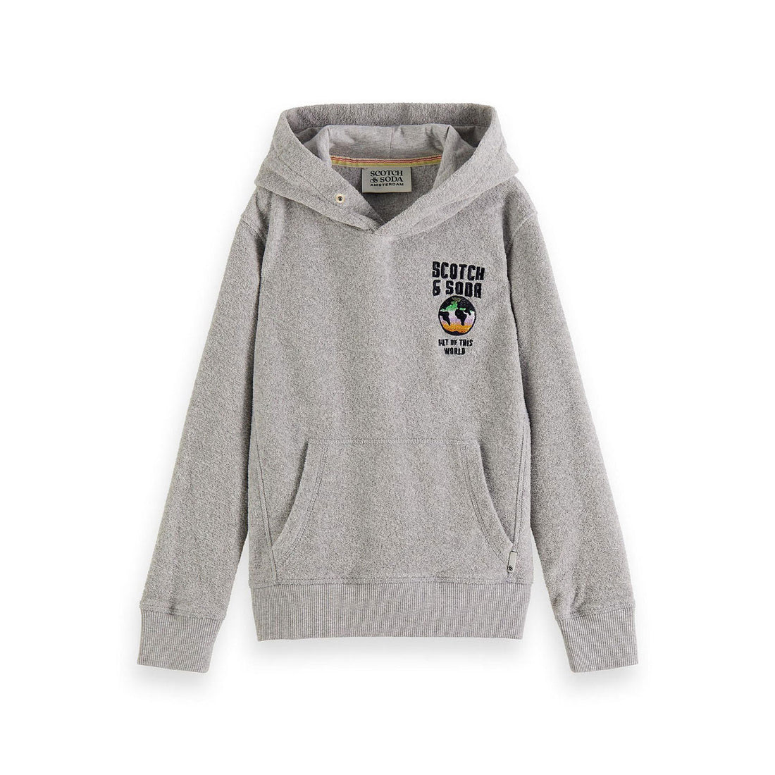 Scotch Shrunk Grey Melange Towelling Hoodie