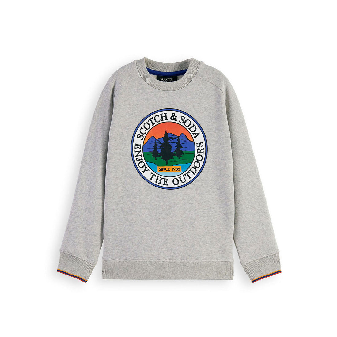 Scotch Shrunk Grey Melange Artwork Crewneck Sweatshirt