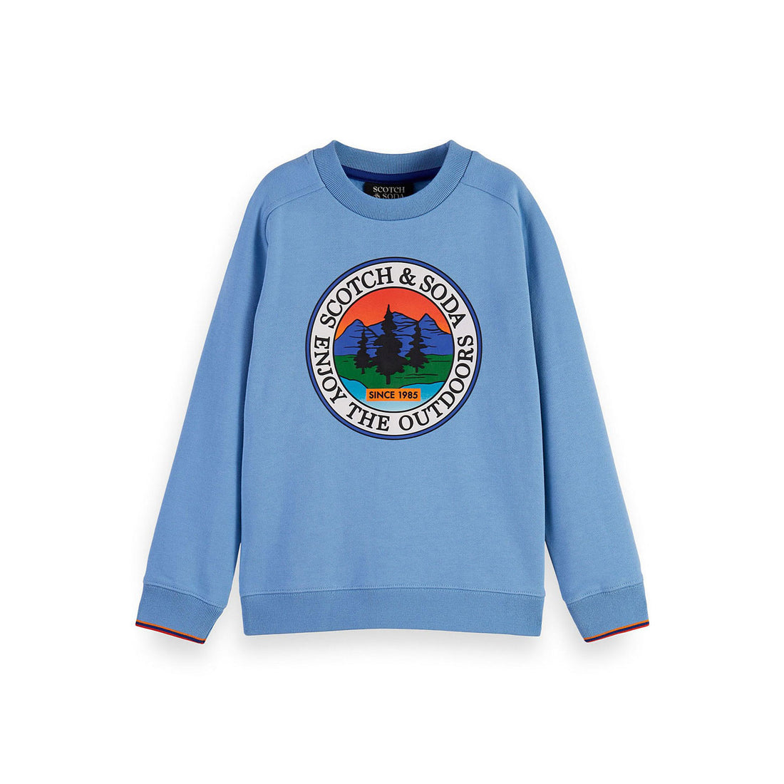 Scotch Shrunk Lake Blue Artwork Crewneck Sweatshirt