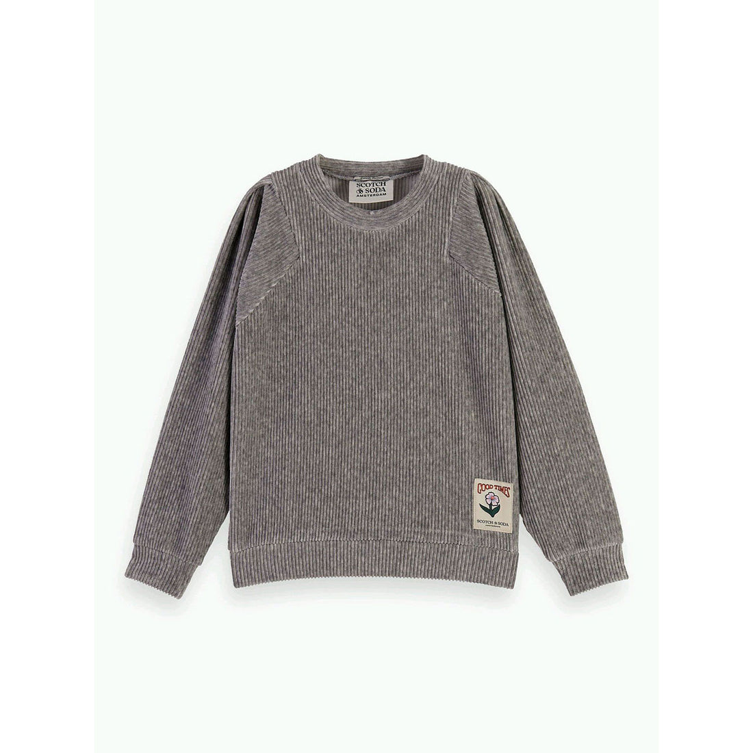 Scotch Shrunk Grey Corduroy Balloon-Sleeved Sweatshirt