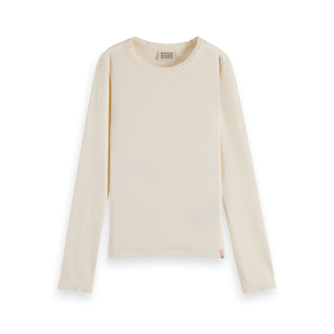 Scotch Shrunk Ecru Long-Sleeved Fitted Rib T-Shirt
