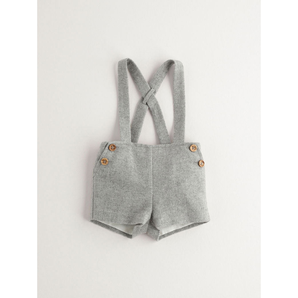 Nanos Light Grey Wool Suspender Shorts