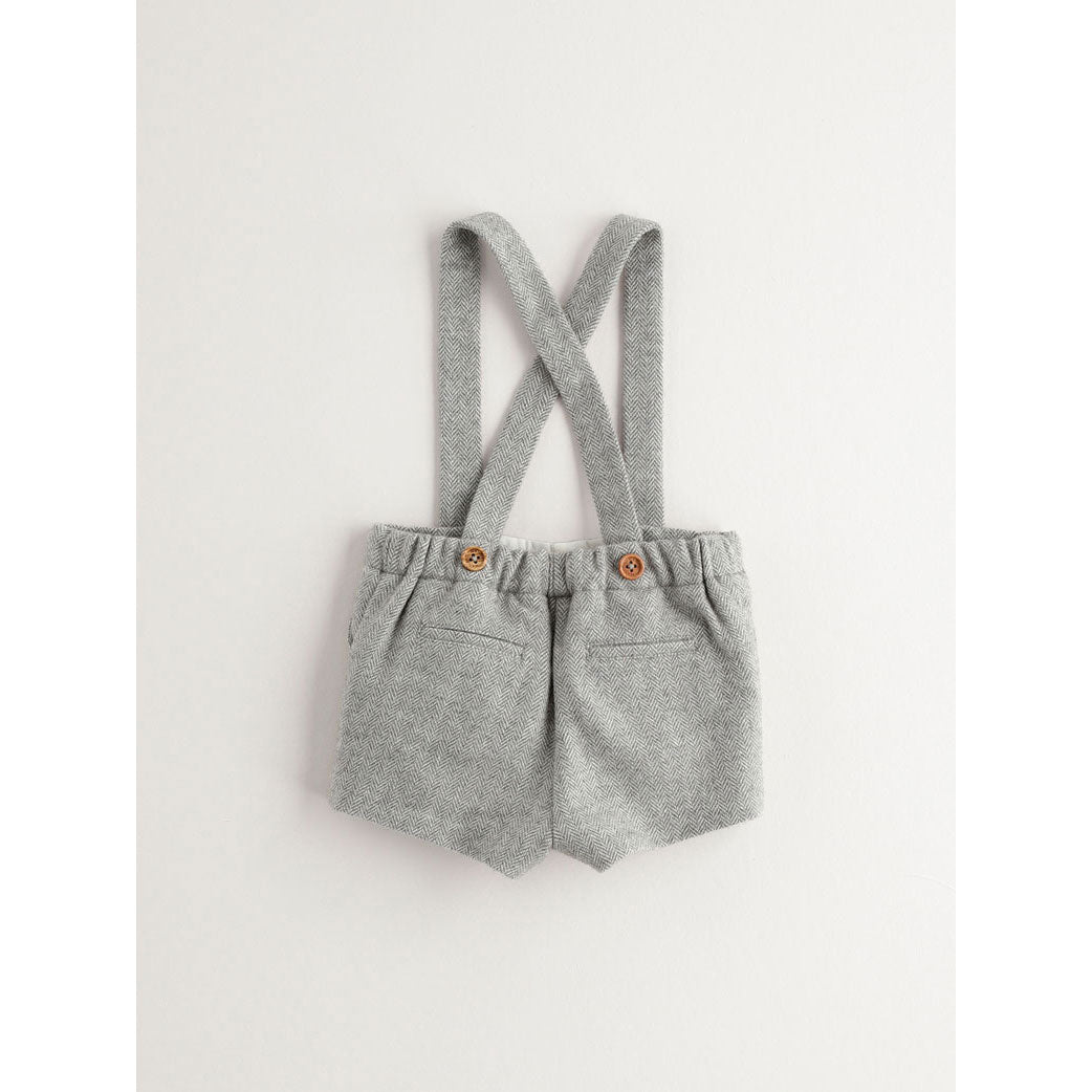 Nanos Light Grey Wool Suspender Shorts
