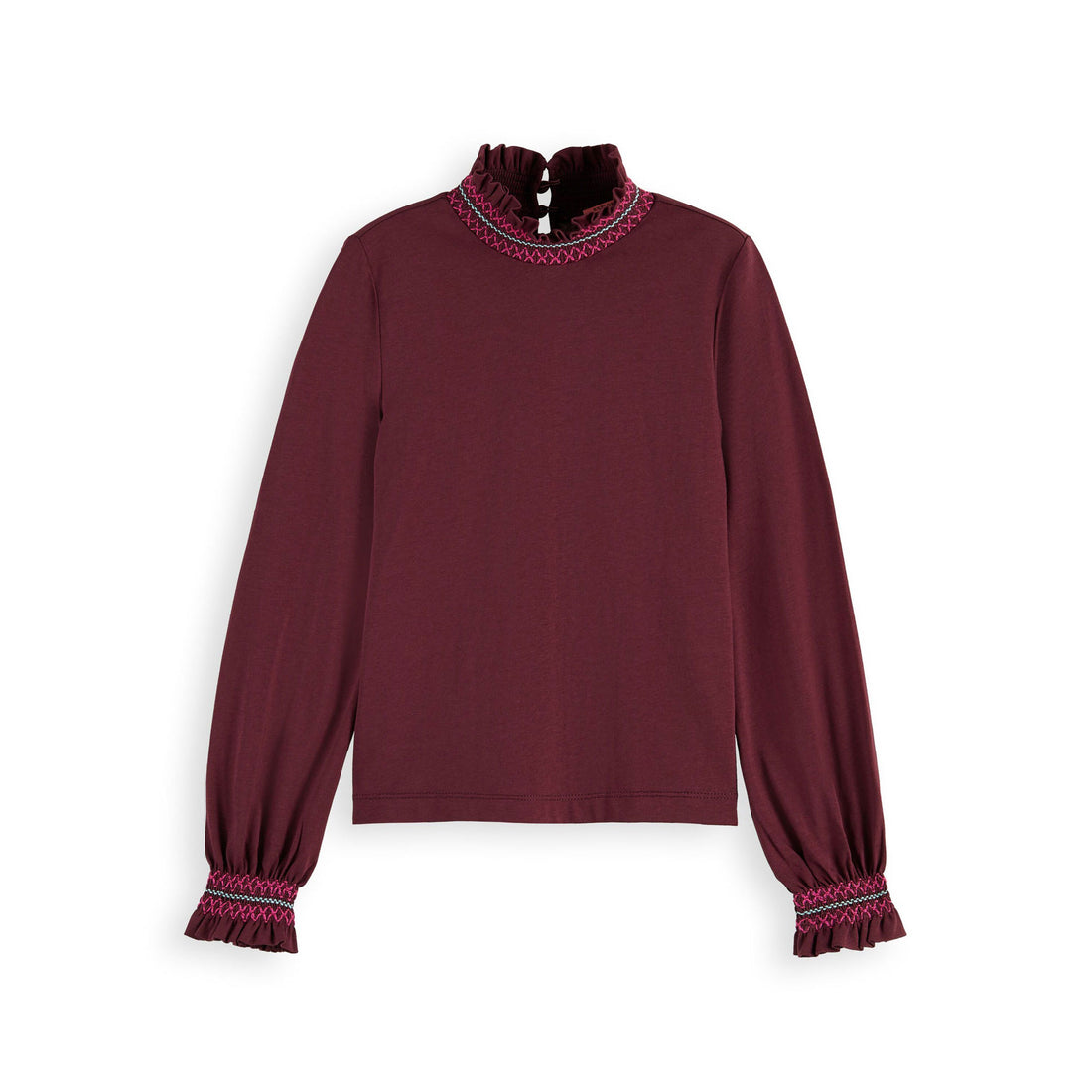 Scotch Shrunk Ruby Smock Highneck Long-Sleeved T-Shirt