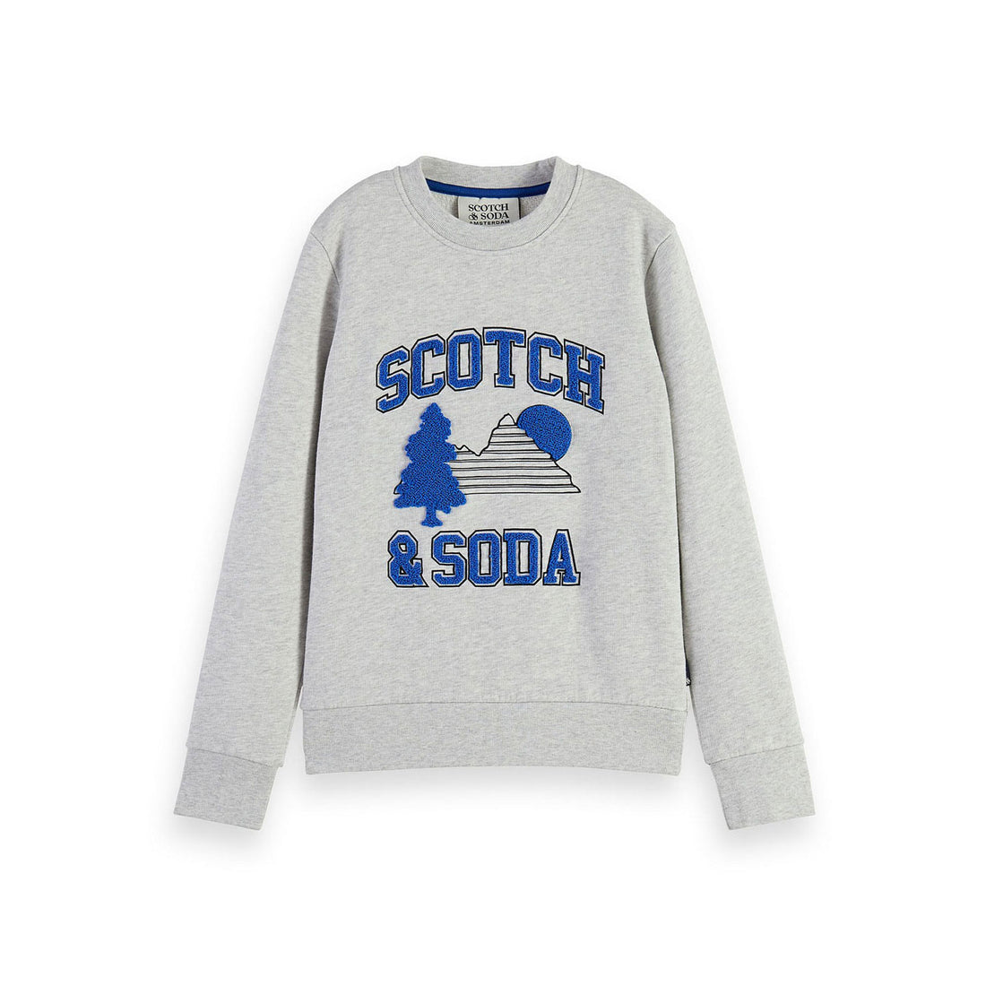 Scotch Shrunk Grey Melange Crewneck Towelling Artwork Sweatshirt