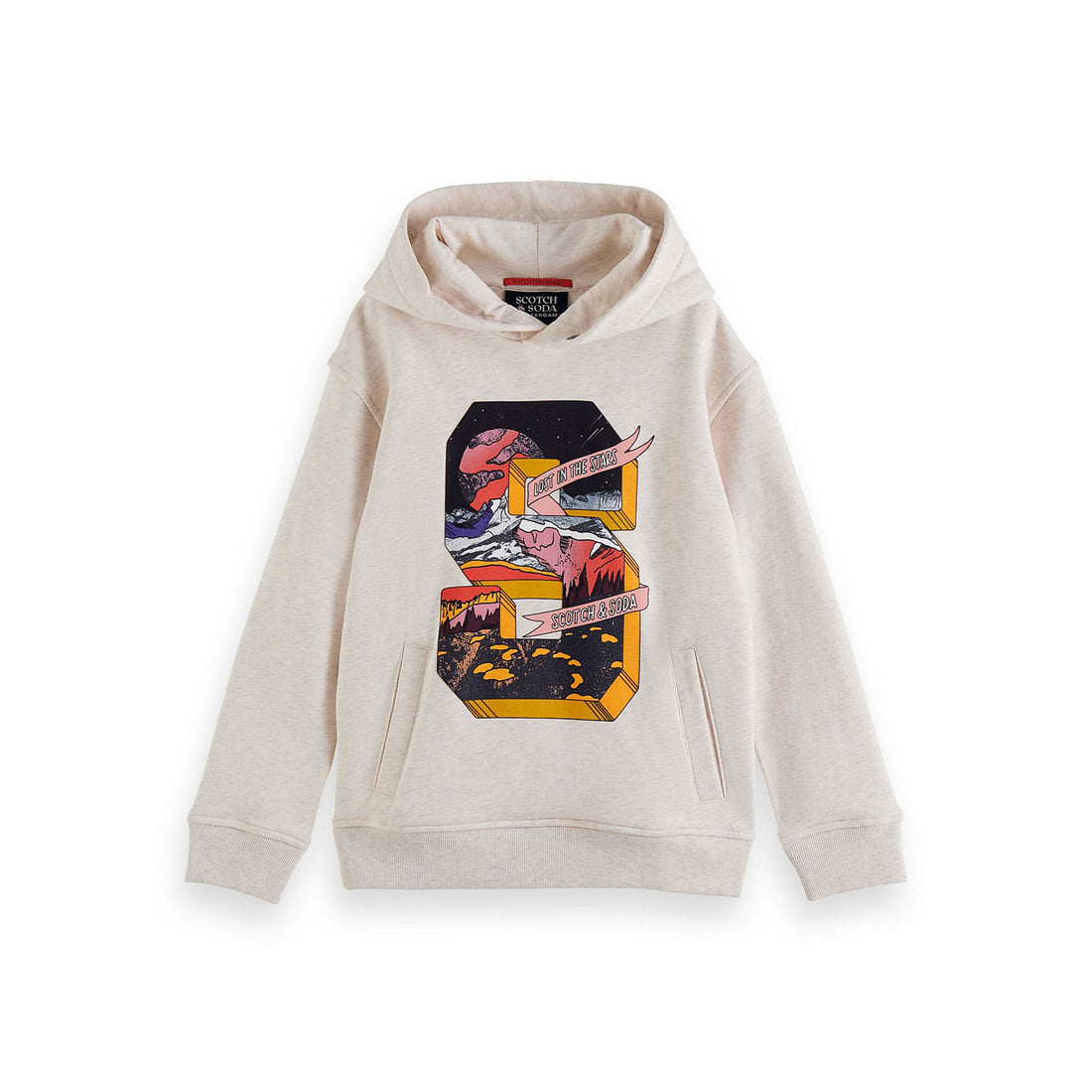 Scotch Shrunk Ecru Melange Large "S"  Artwork Hoodie