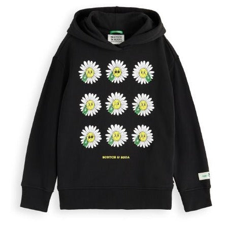Scotch Shrunk Black Loose-Fit Artwork Hoodie