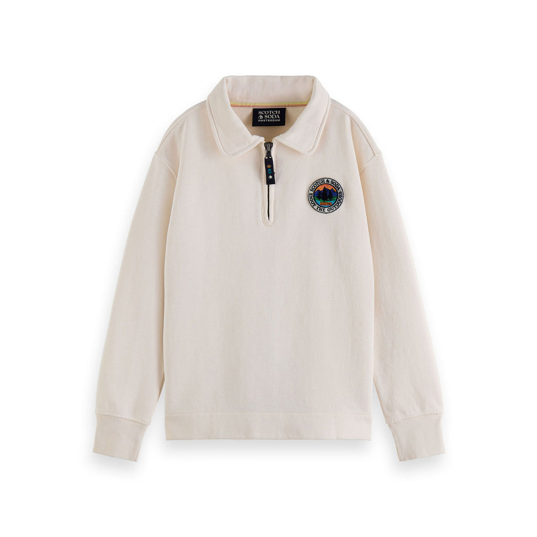 Scotch Shrunk Ecru Half-Zip Placed Back Artwork Sweatshirt