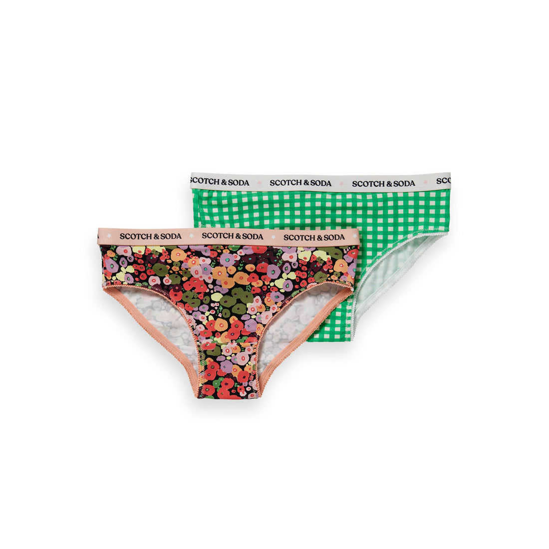 Scotch Shrunk Tiny Flowers/Green Check Duo Briefs Pack