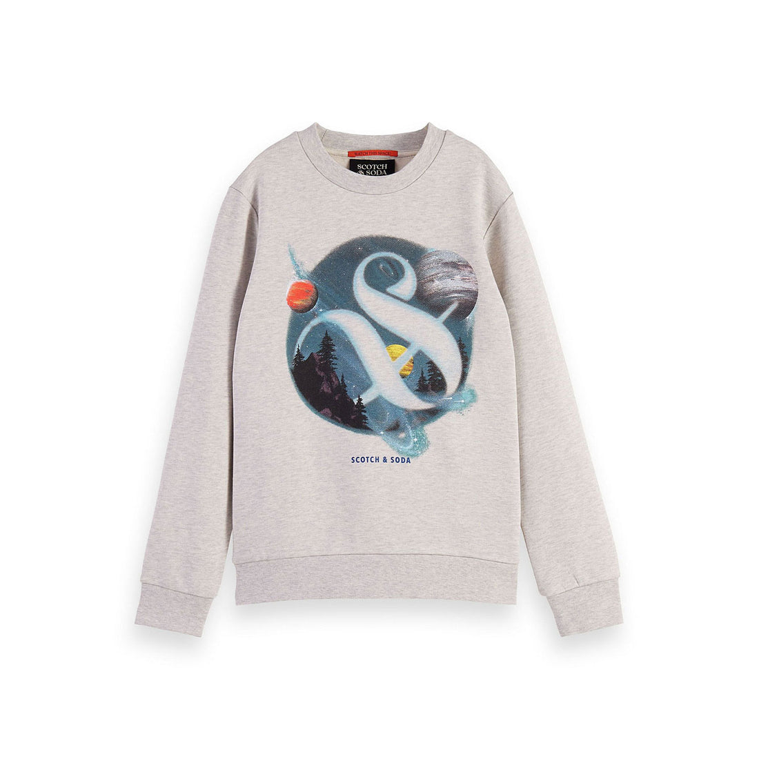 Scotch Shrunk Ecru Melange Solar Artwork Crewneck Sweatshirt