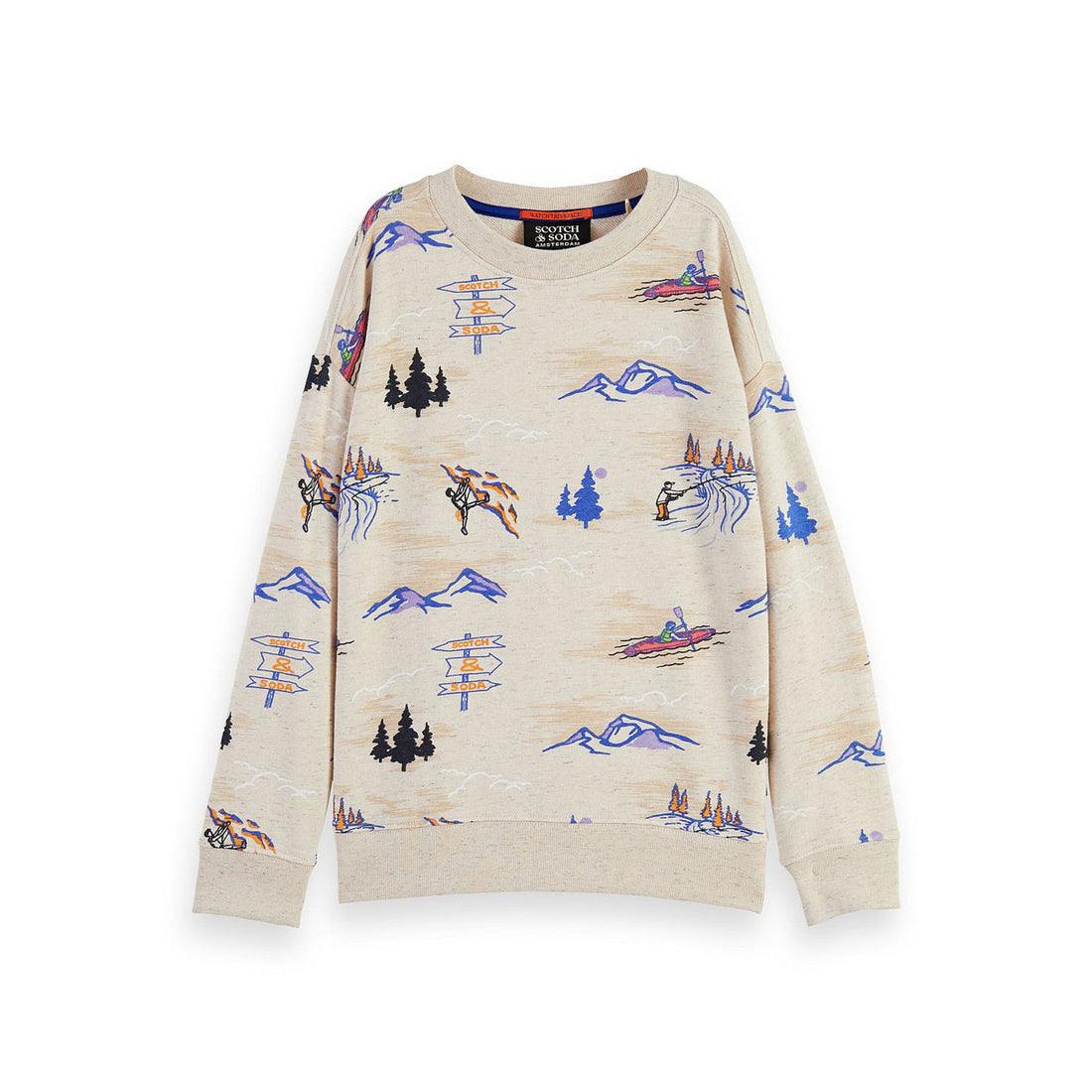 Scotch Shrunk Beige All-Over Printed Crewneck Sweatshirt