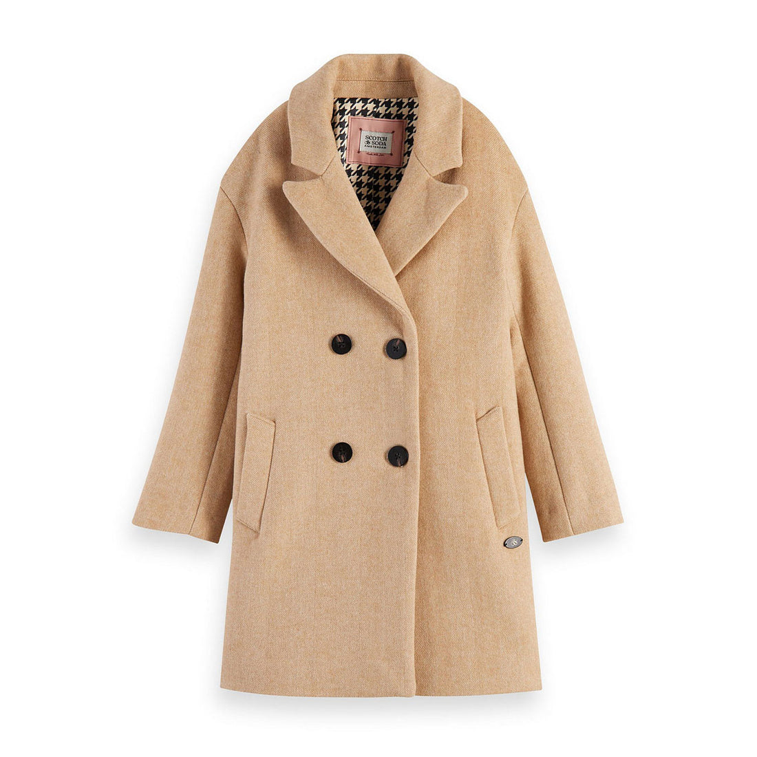 Scotch Shrunk Sand Oversized-Fit Double Breasted Coat