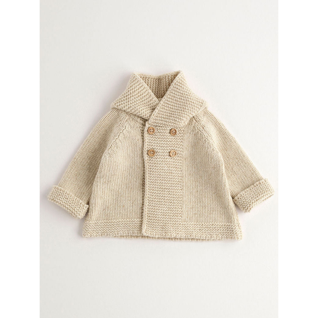 Nanos Cream Knit Hooded Baby Cardigan