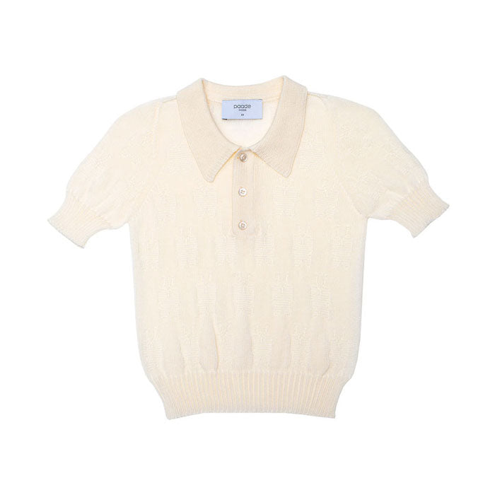 Paade Mode White Seamless Knit Polo Shirt