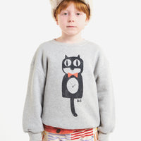 Bobo Choses Cat O'clock Grey Melange Sweatshirt