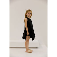Dinui Black Layered Asymmetric Brenta Dress
