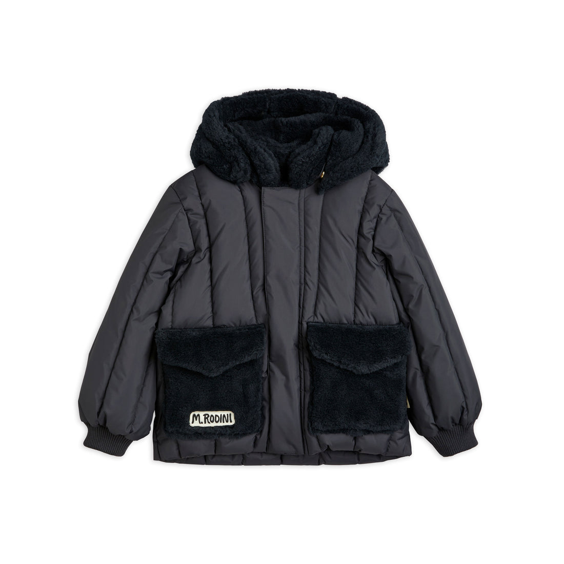 Mini Rodini Black Faux Fur Puffer Jacket