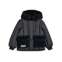 Mini Rodini Black Faux Fur Puffer Jacket