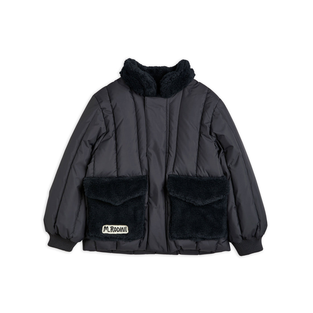 Mini Rodini Black Faux Fur Puffer Jacket