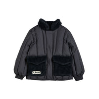 Mini Rodini Black Faux Fur Puffer Jacket