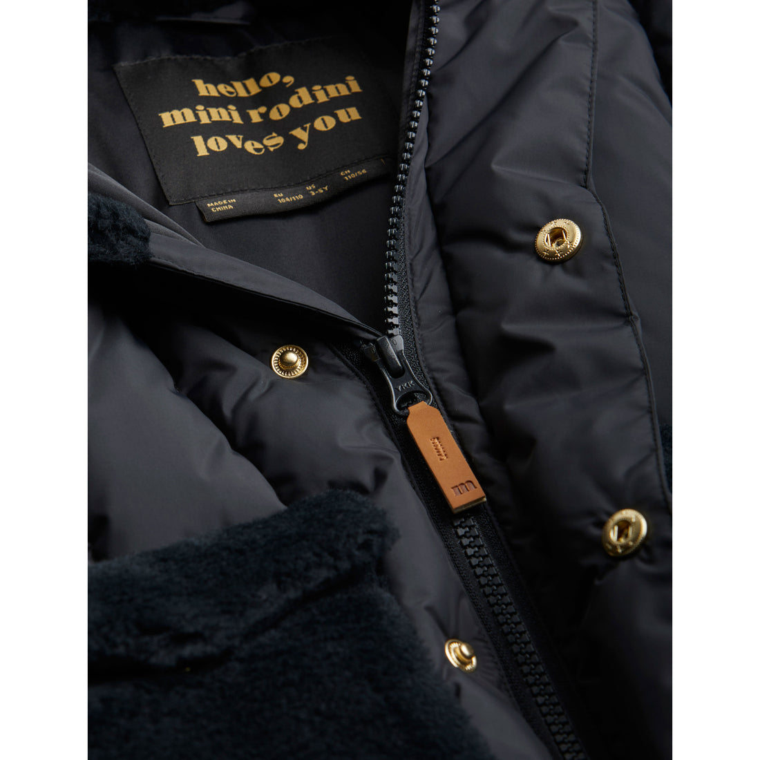 Mini Rodini Black Faux Fur Puffer Jacket