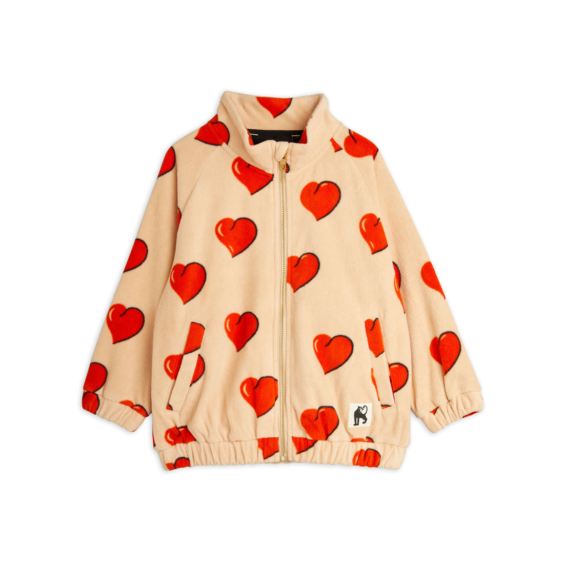 Mini Rodini Beige Hearts Fleece Jacket
