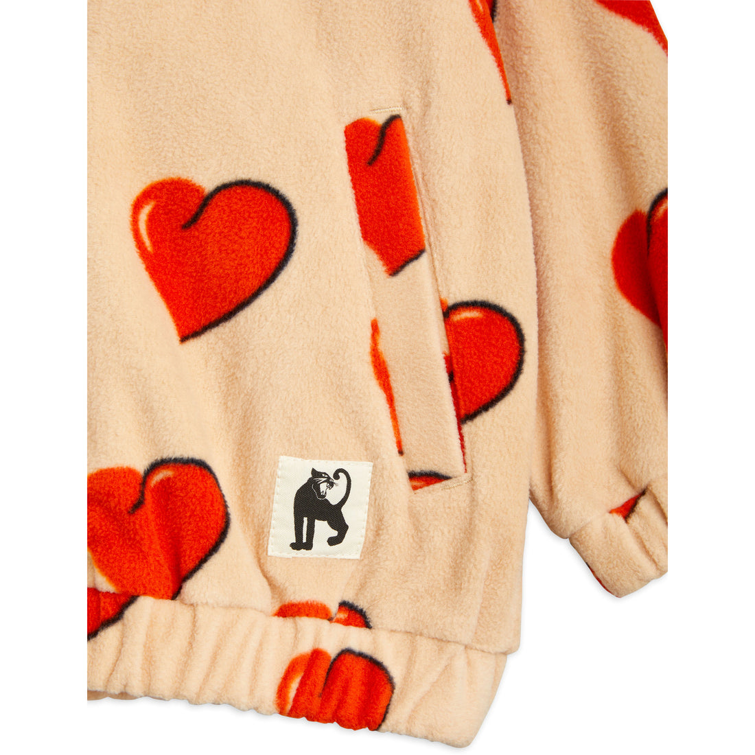 Mini Rodini Beige Hearts Fleece Jacket