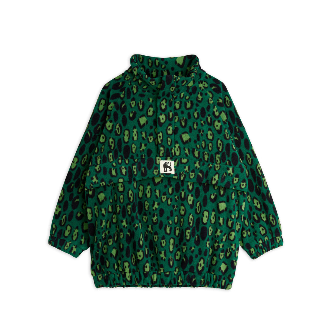 Mini Rodini Green Leopard Fleece Zip Pullover