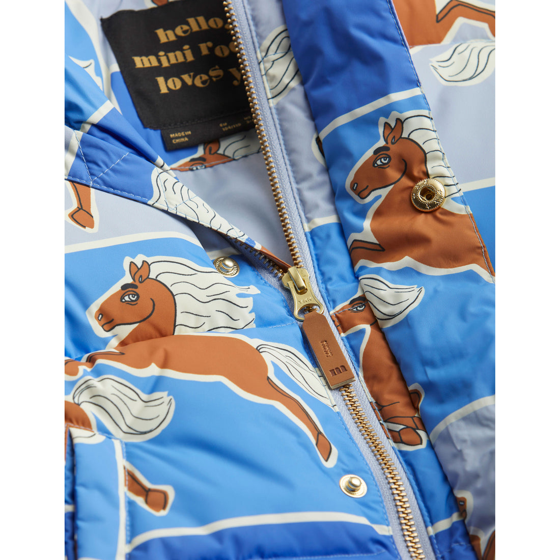 Mini Rodini Blue Horses Puffer Jacket