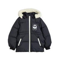 Mini Rodini Black Panda Hooded Puffer Jacket
