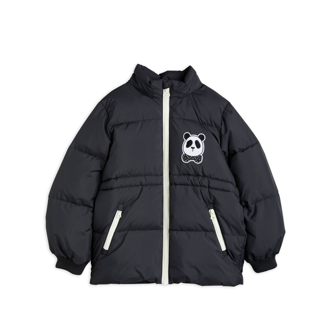 Mini Rodini Black Panda Hooded Puffer Jacket
