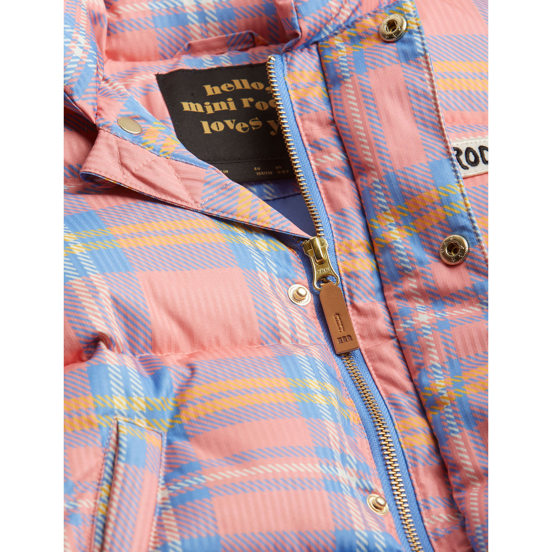 Mini Rodini Pink Check Puffer Jacket