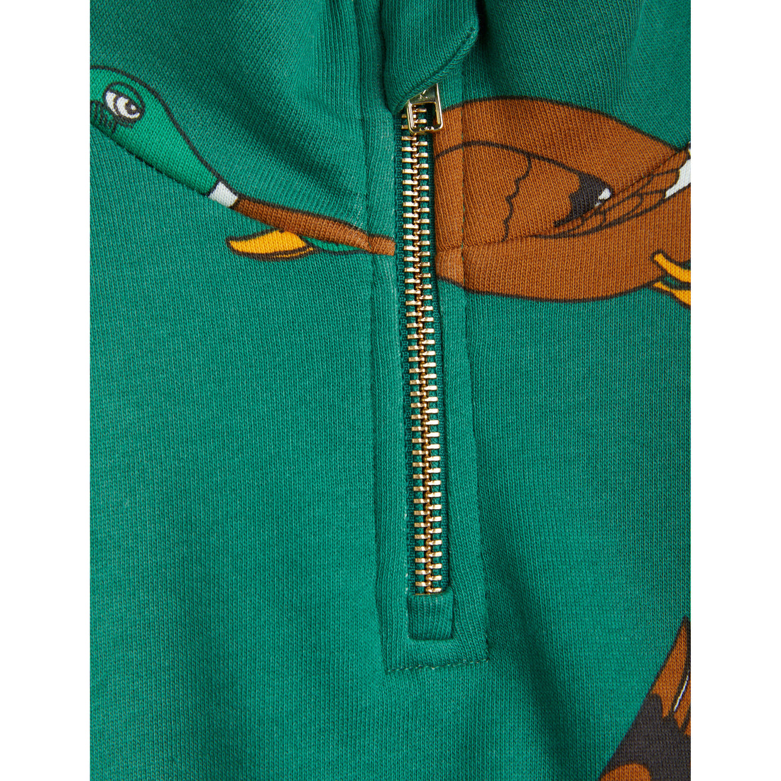 Mini Rodini Green Ducks Aop Halfzip Sweatshirt