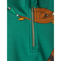 Mini Rodini Green Ducks Aop Halfzip Sweatshirt