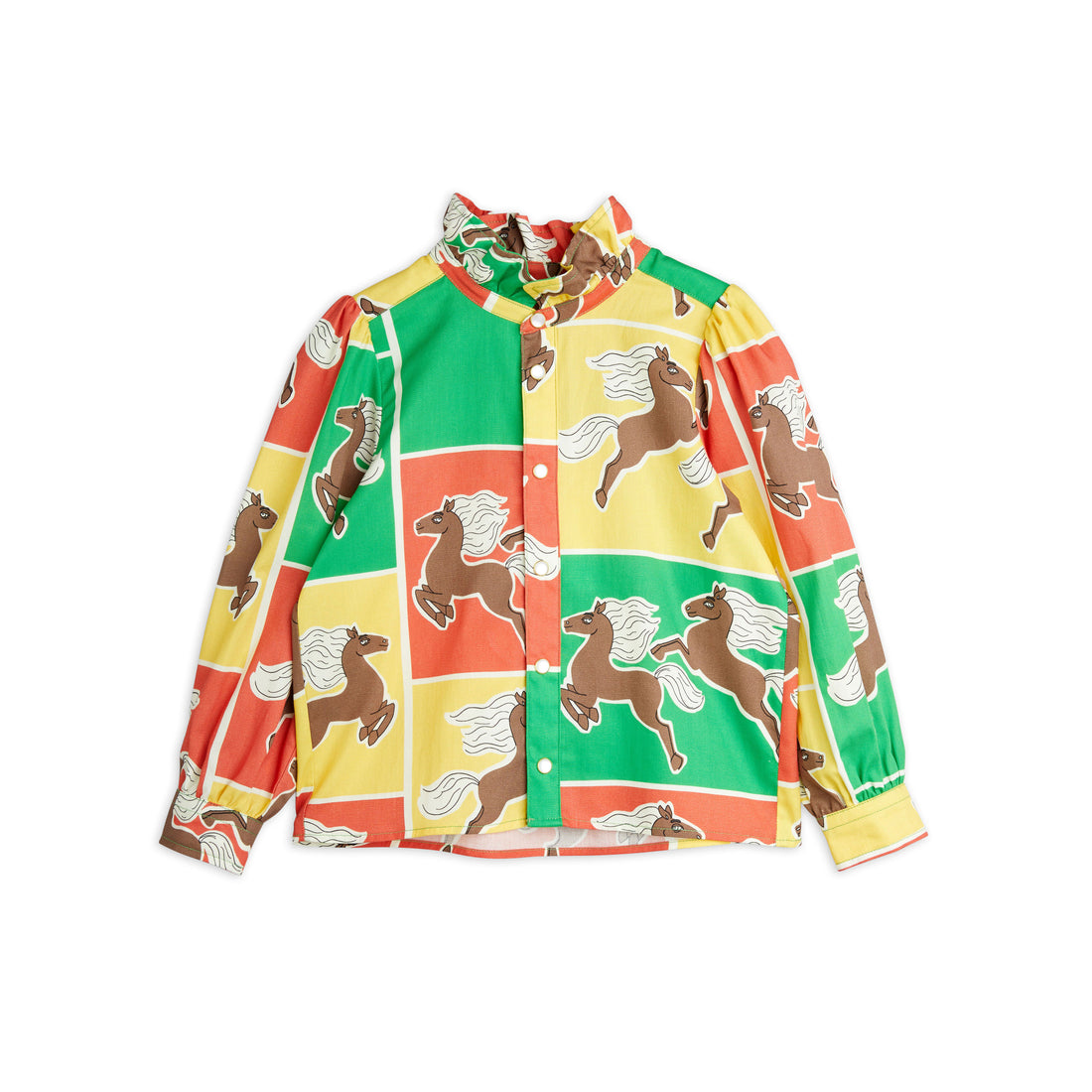 Mini Rodini Multi Horses Woven Frill Blouse