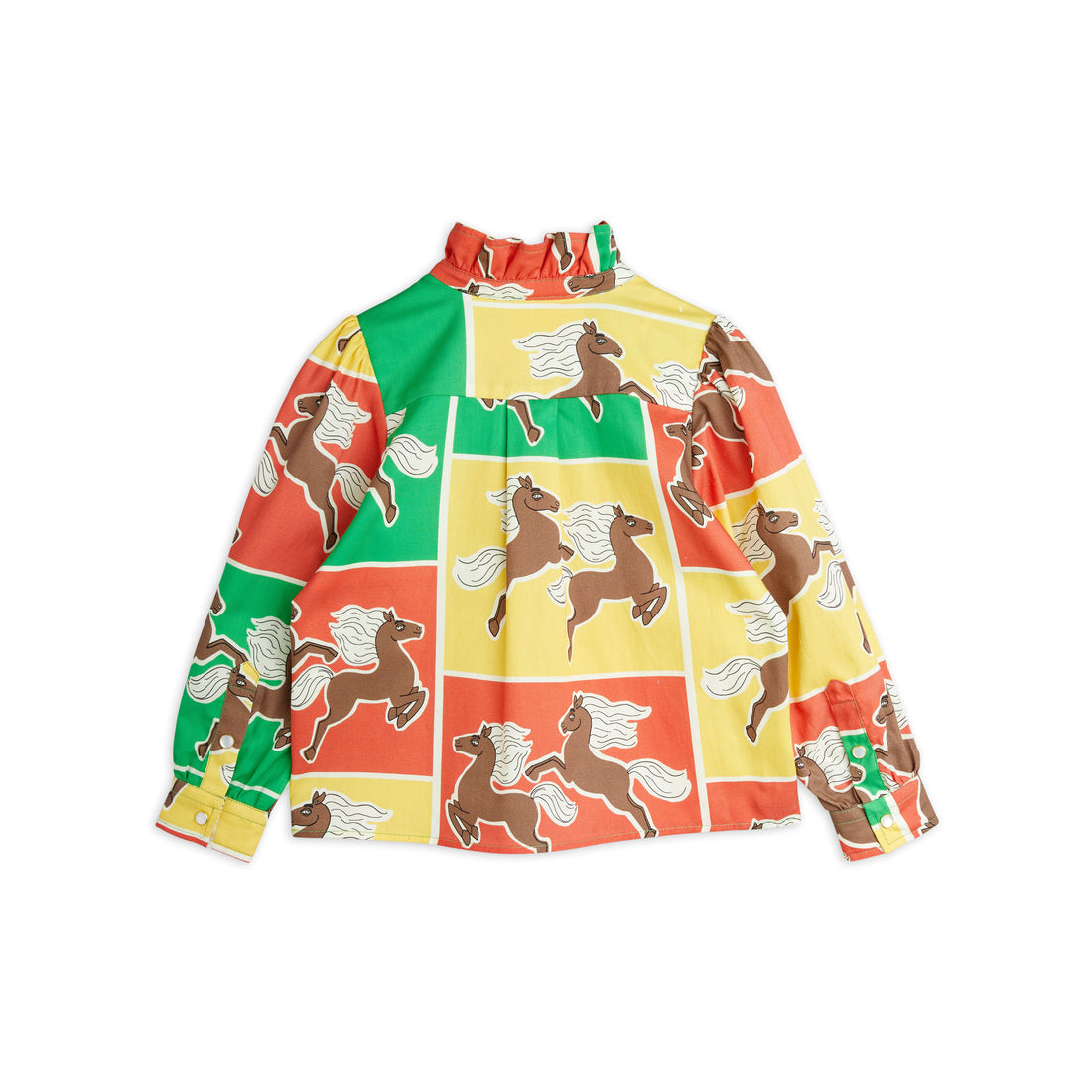 Mini Rodini Multi Horses Woven Frill Blouse