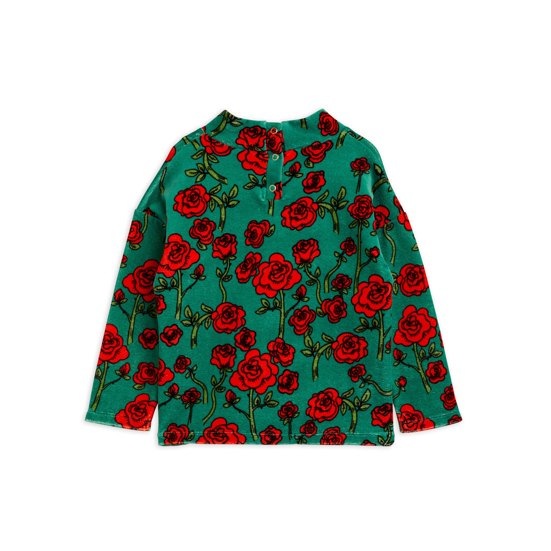 Mini Rodini Green Roses Velour Sweater