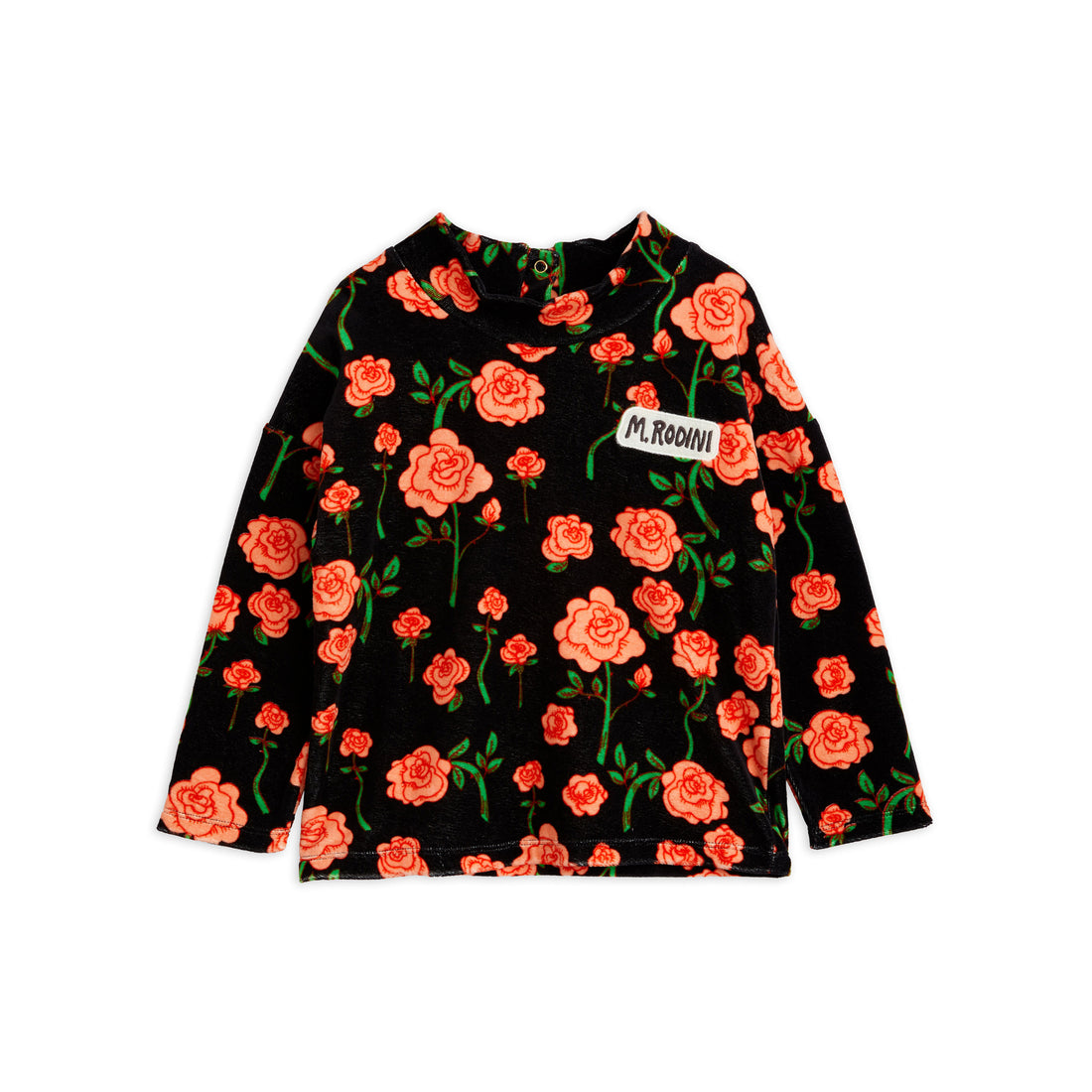 Mini Rodini Black Roses Velour Sweater