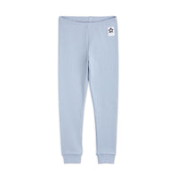 Mini Rodini Blue Solid Rib Leggings