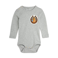 Mini Rodini Grey Melange Horses Patch Ls Body