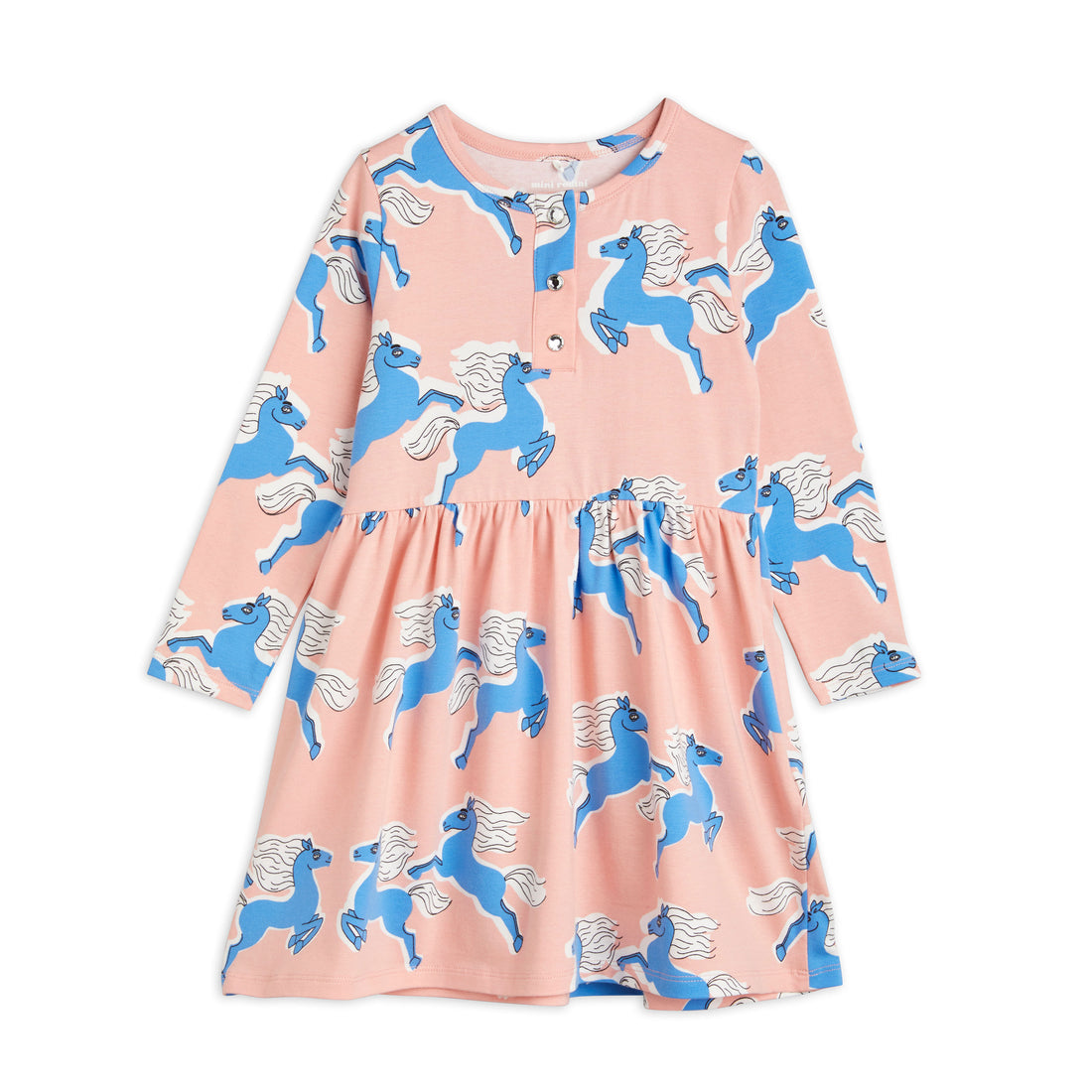 Mini Rodini Pink Horses Aop Ls Dress