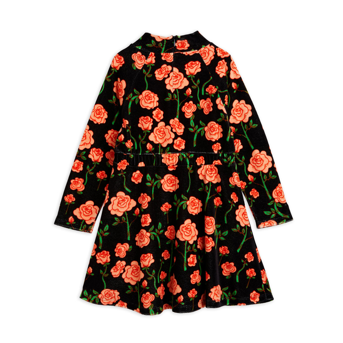 Mini Rodini Black Roses Velour Ls Dress
