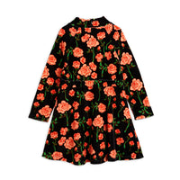 Mini Rodini Black Roses Velour Ls Dress