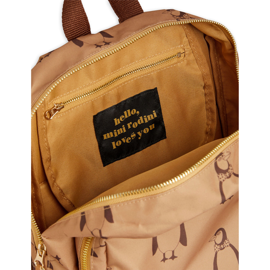 Mini Rodini Beige Penguin Backpack