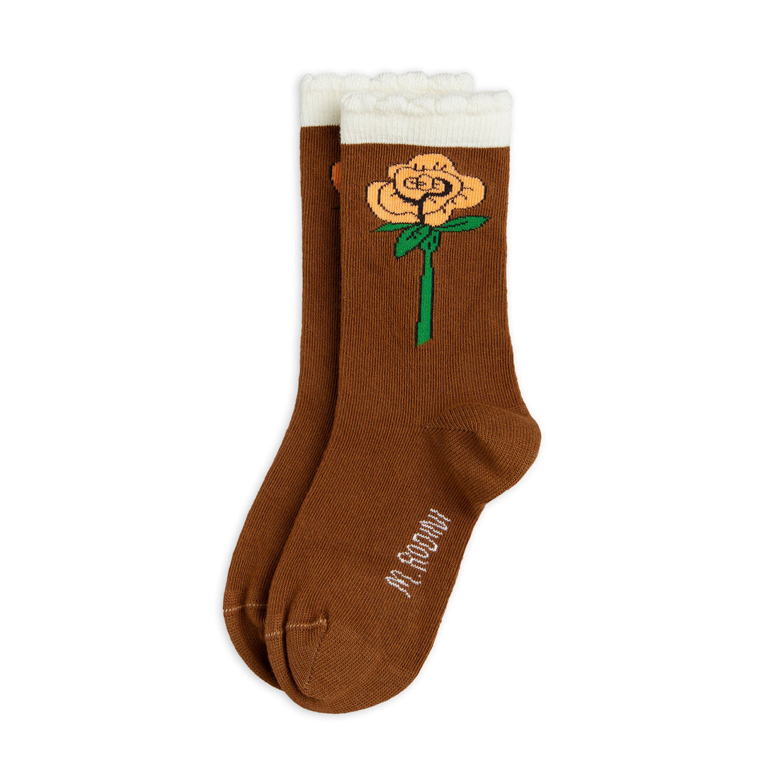 Mini Rodini Brown Roses Scallop Socks