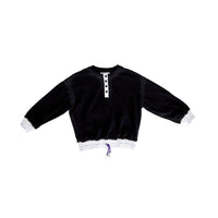 Hey Kid Black Washed Henley with Elastic Cuffs