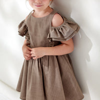 Philosophy Beige Sholder Ruffle Dress