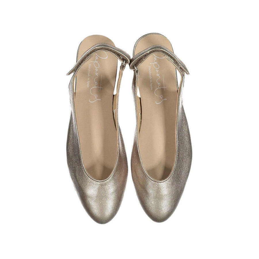Papanatas Pewter Metallic Slingback Flat
