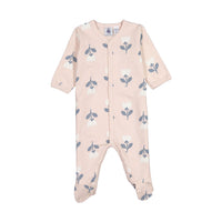 Petit Bateau Pink Flowers Front Snap Footie