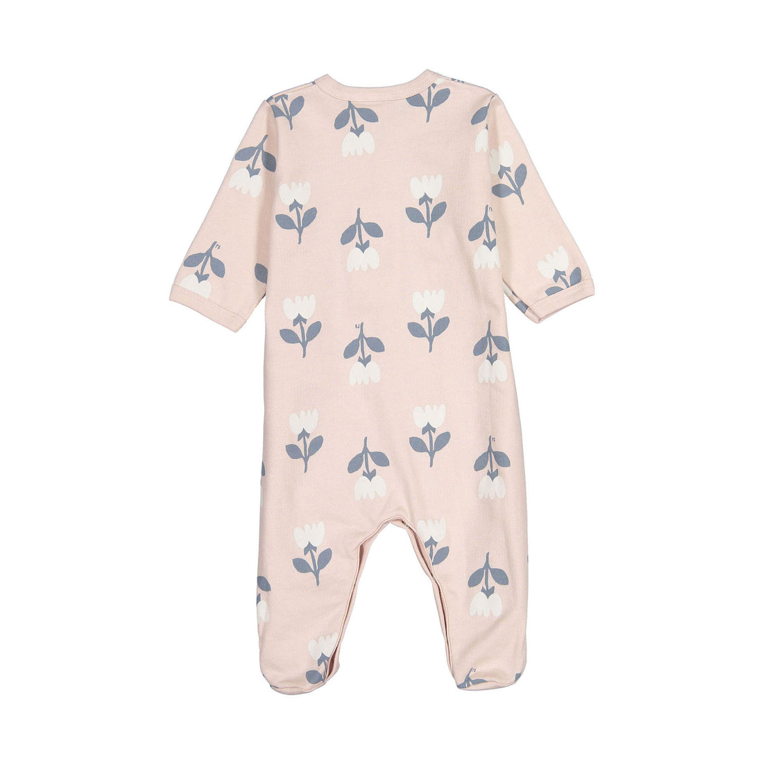 Petit Bateau Pink Flowers Front Snap Footie